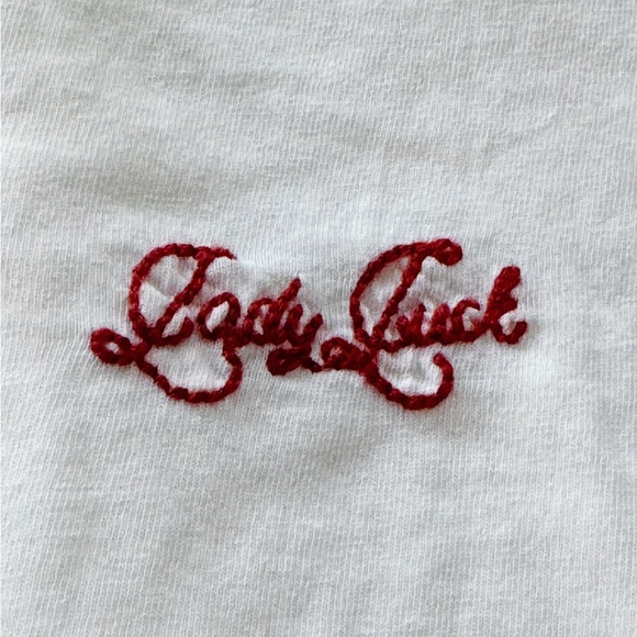 Brandy Melville Embroidered Lady Luck Tee - Picture 1 of 3